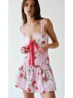 For Love & Lemons Gitanna Heart Romantic Lace Mini Dress Small NWT